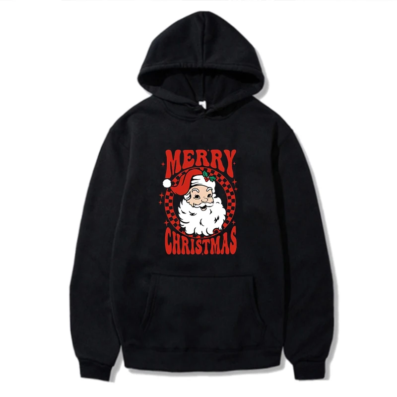 Santa Claus Merry Christmas Hoodie Fashion Retro Style Pattern Autumn And Winter Sweatshirts Christmas Gifts