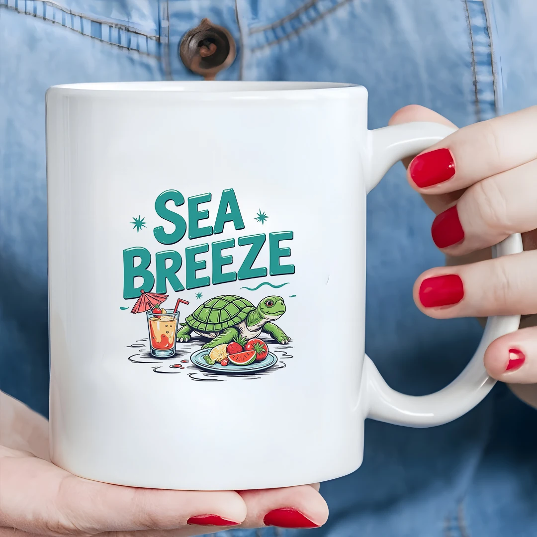 

11oz Mug + SEA BREEZE Sea Turtle Fruit Cup Kids Drink Cup Christmas Family Office Cup