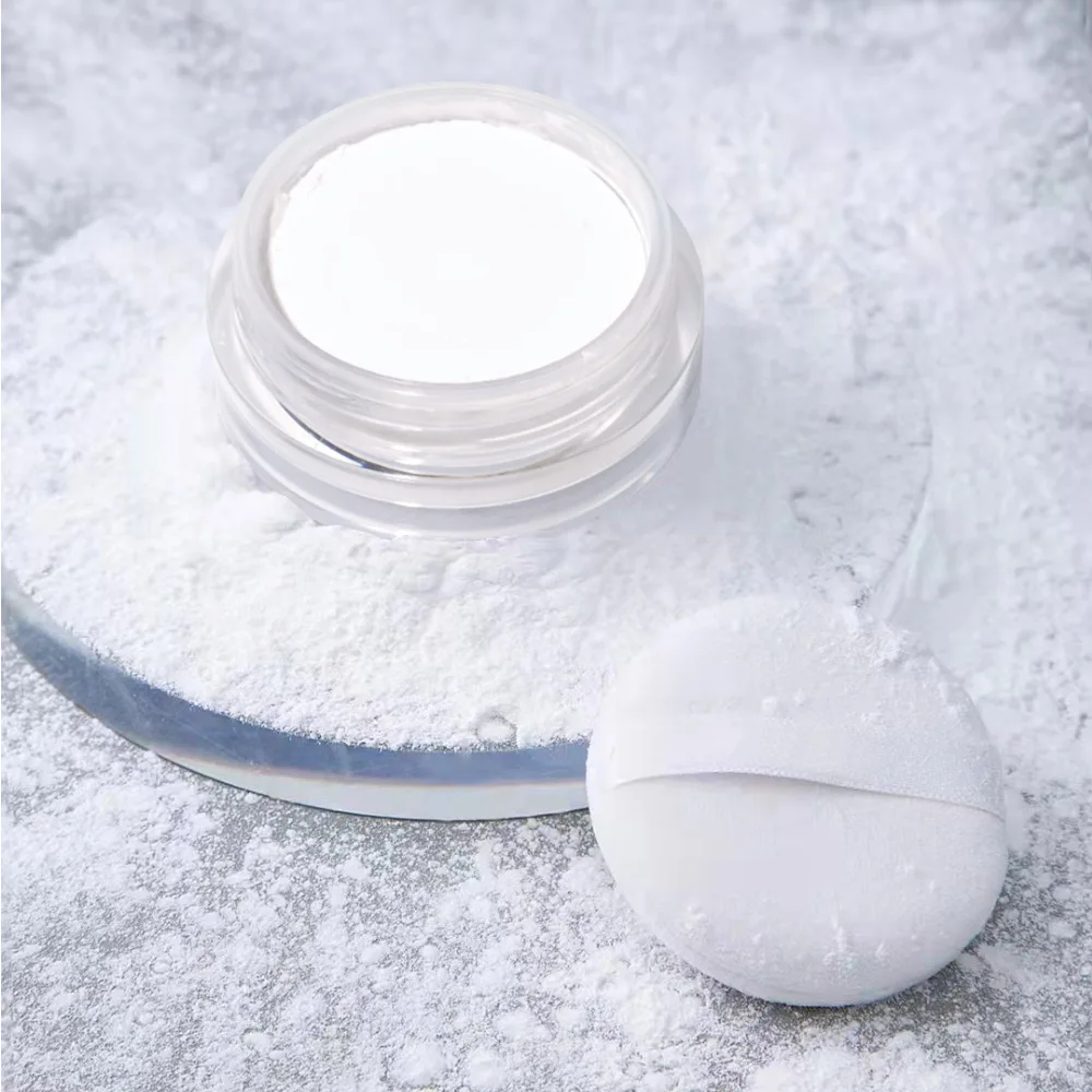 Trucco Cipria fissante sciolta Cosmetici di etichetta privata Polvere di finitura opaca all'ingrosso impermeabile per pelle scura con soffio