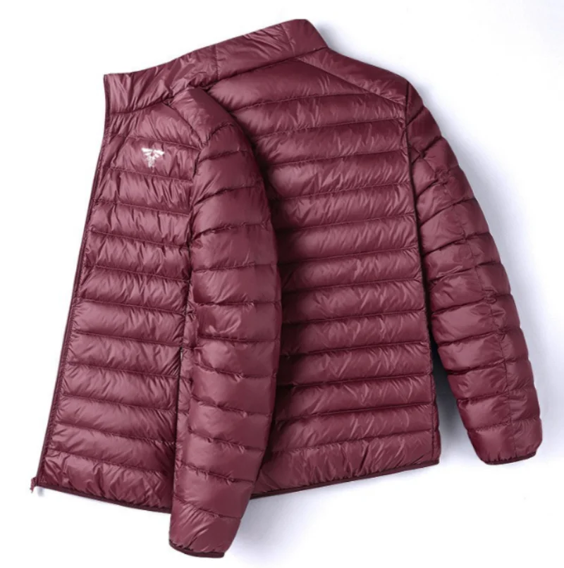 New men's winter fashion light down cotton long sleeve youth large size standing collar cotton coat solid color