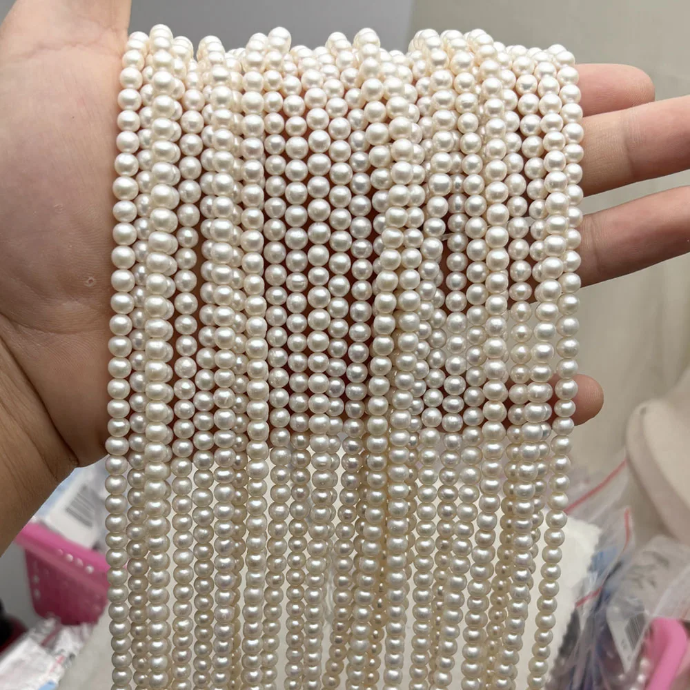 AAA 5-6mm High Quality Semi-finished Near-round Beads Natural Freshwater Pearls for Jewelry Making DIY Women Necklace Accessory