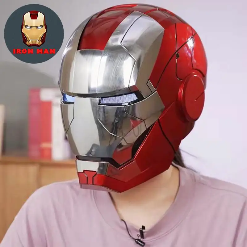 

Disney 1:1 Tony Stark Mk5 Electric Helmet Multi-Piece Opening And Closing Helmet Voice Control Eyes Model Toys Adult Boys Gifts