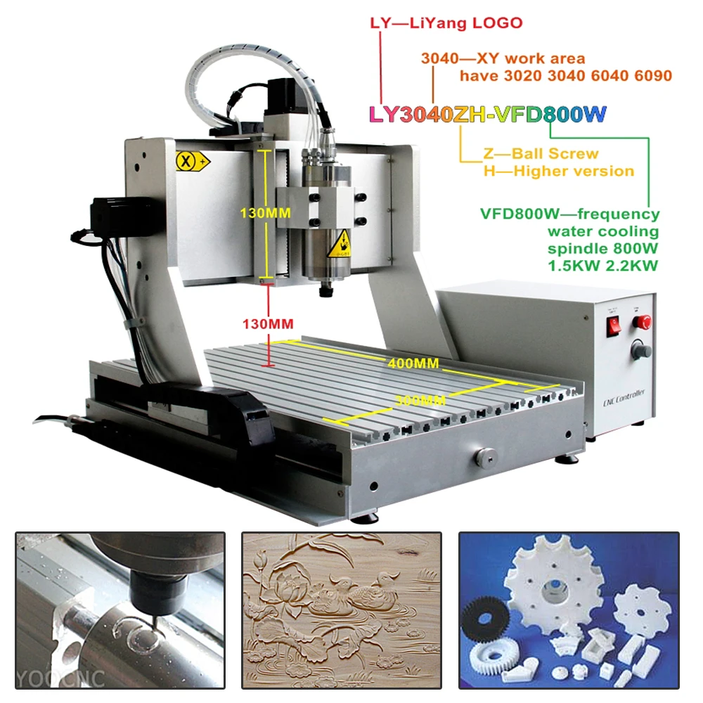 3040ZH آلة الطحن باستخدام الحاسب الآلي 2.2kw 1.5kw 0.8kw 4 محور Zaxis الارتفاع زيادة 3 محور جهاز توجيه الخشب آلة قطع النقش 130 مللي متر ZH