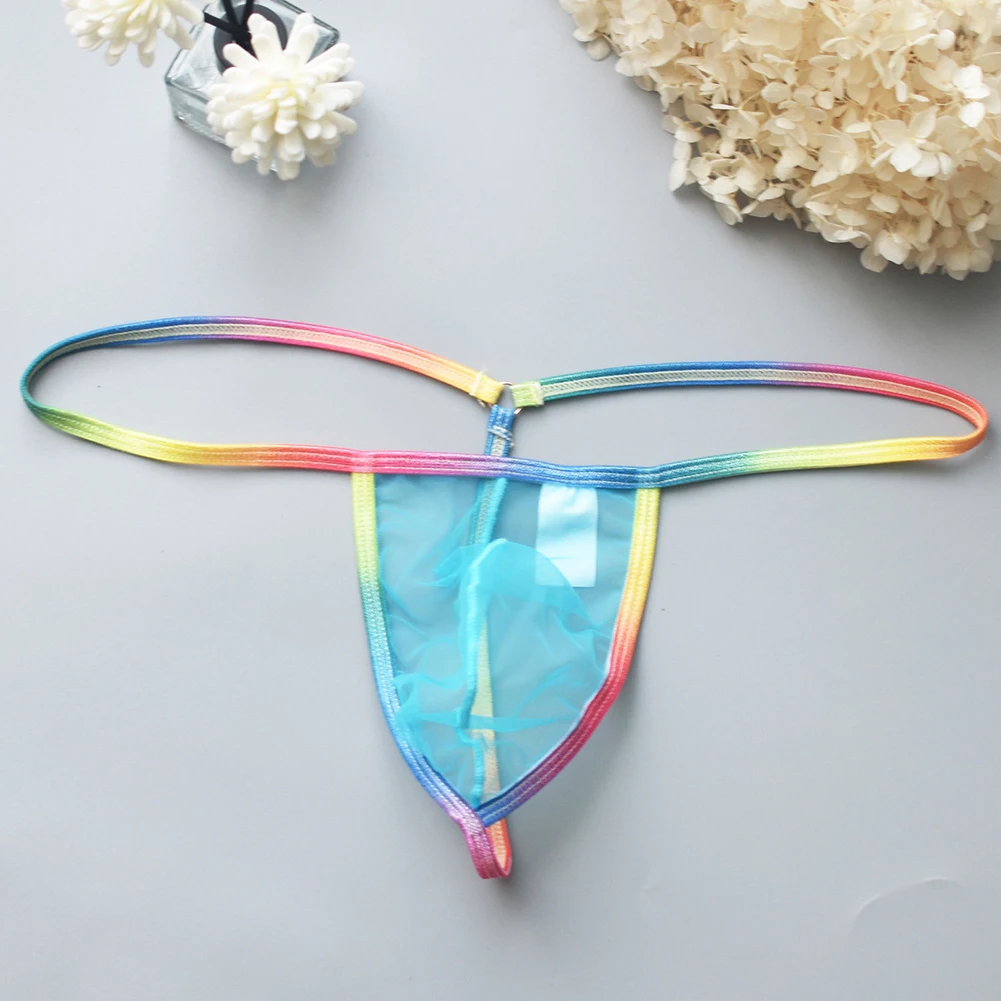 Mens Sexy Underwear Low Waist Briefs T Back Thongs Mesh Underpants Peni Big Pouch Panties Gay Lingerie Scrotum G-string