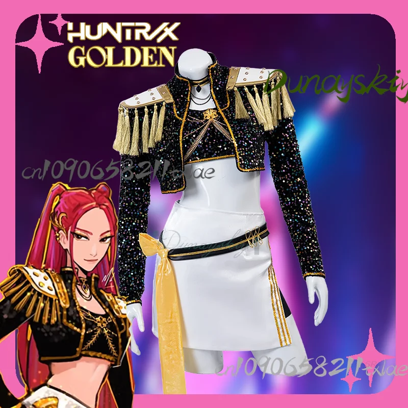 K-Pop Demon Hunters Mira Cosplay Costume Wigs Black Golden Uniform Cosplay for Party Halloween Carnival Party Anime Movie