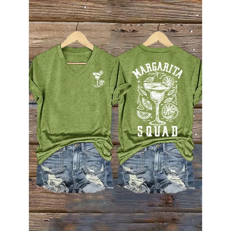 Women Cinco De Mayo Printed T Shirts Summer  V Neck Short Sleeve Top   Blouse
