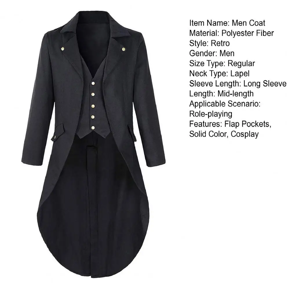 

Men Steampunk Gothic Victorian Jacket Vintage Golden Medieval Frock Coat Uniform Renaissance Costume Homme