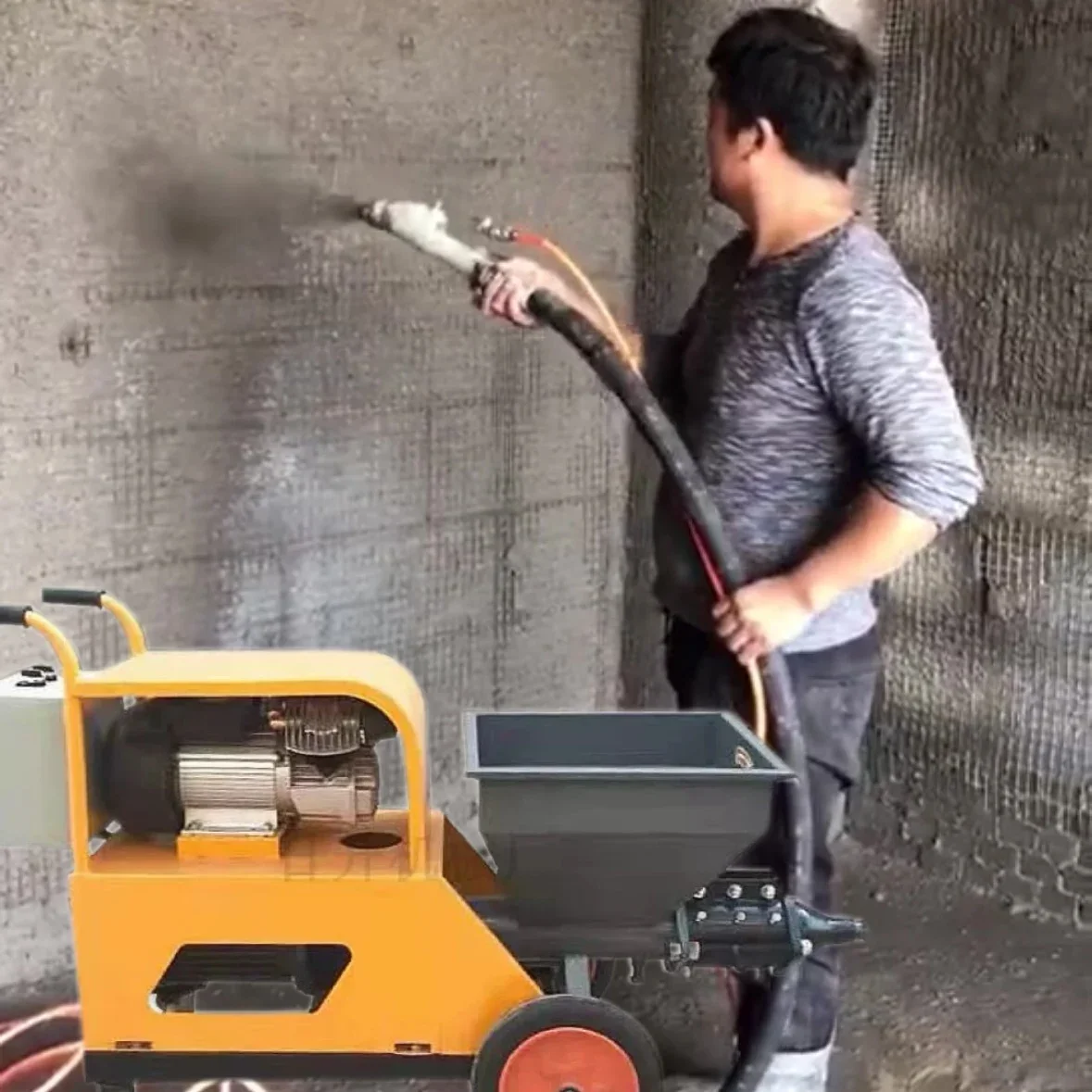 Electric concrete wall plastering sand cement mortar spraying machine