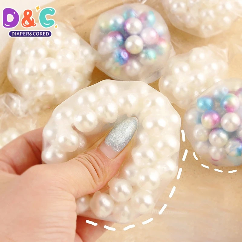 Fidget Squeeze Pearls Squeeze Fidget Toys Realistic Pearl Beads Anti-stress Mochi Ball Relieves Stress Make Sound Decompression