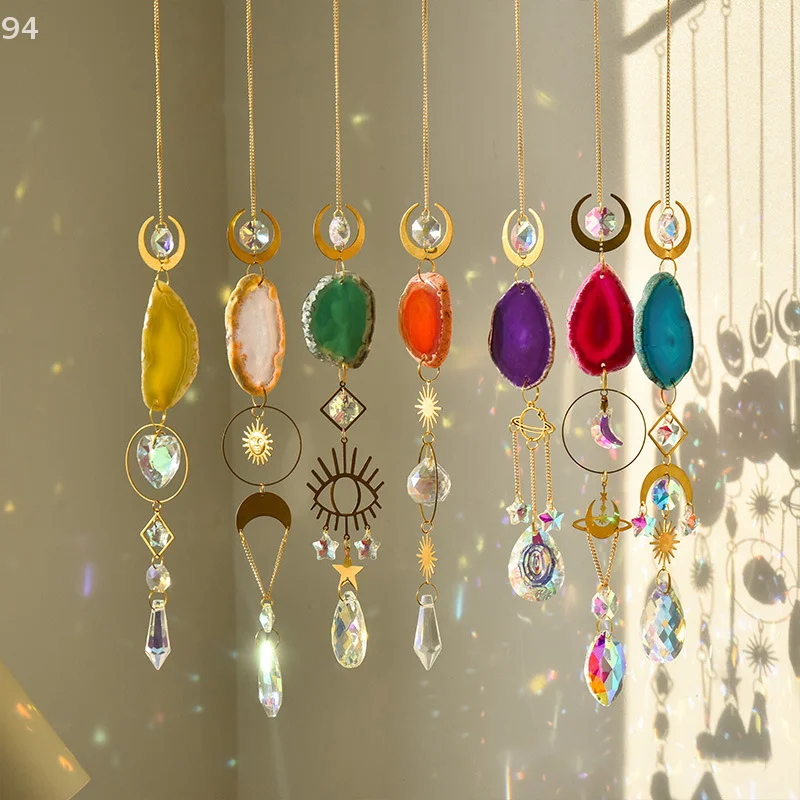 

1 Piece Suncatcher Crystal Hanging Window Patio Ornament Sun And Moon Crystals Prism Rainbow Sun Catcher Garden Decoration