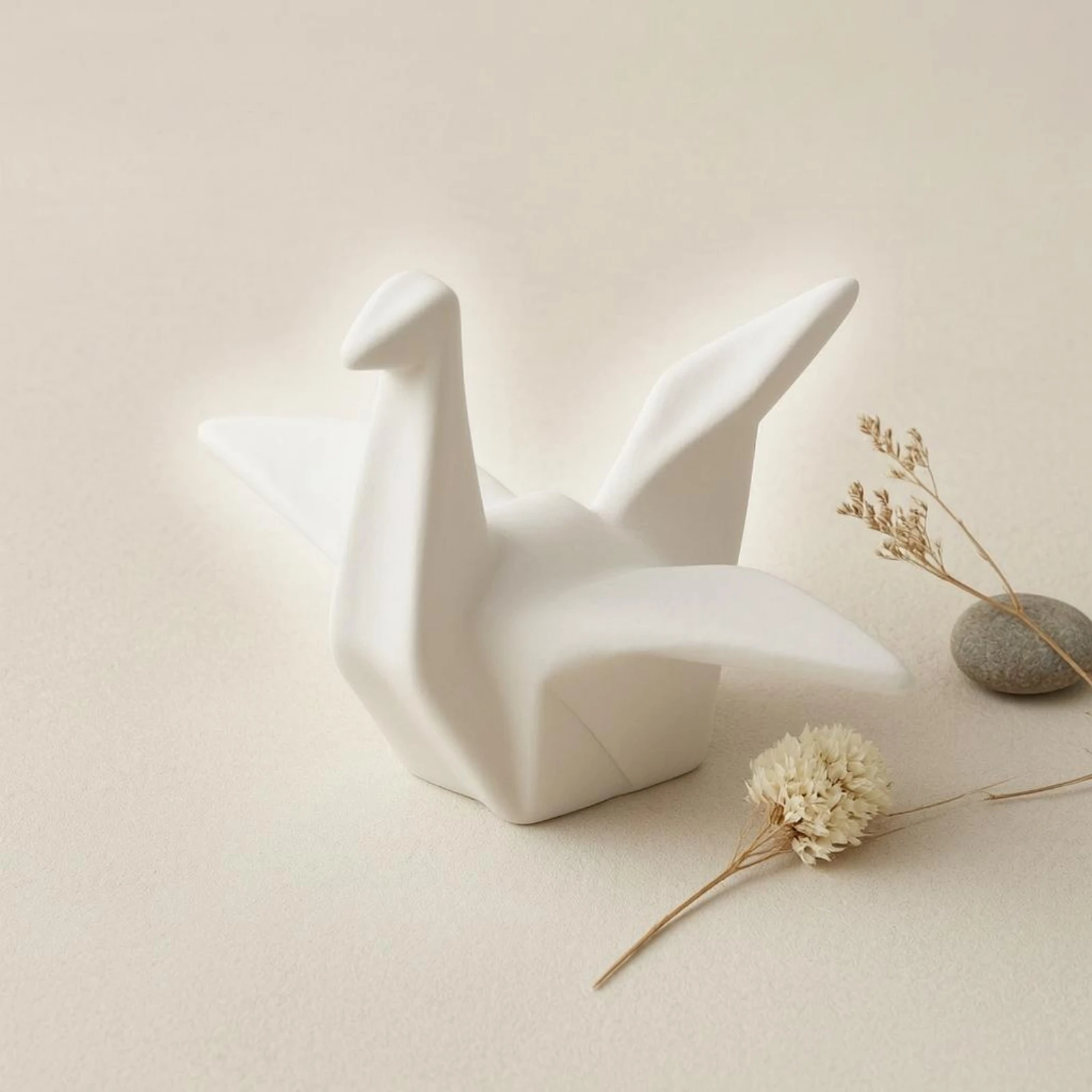 Origami Crane Ornament Polished Finish Ceramic Crane Ornament Folded Bird Sculpture Glossy Geometric Bird Figure Sculptural view 6