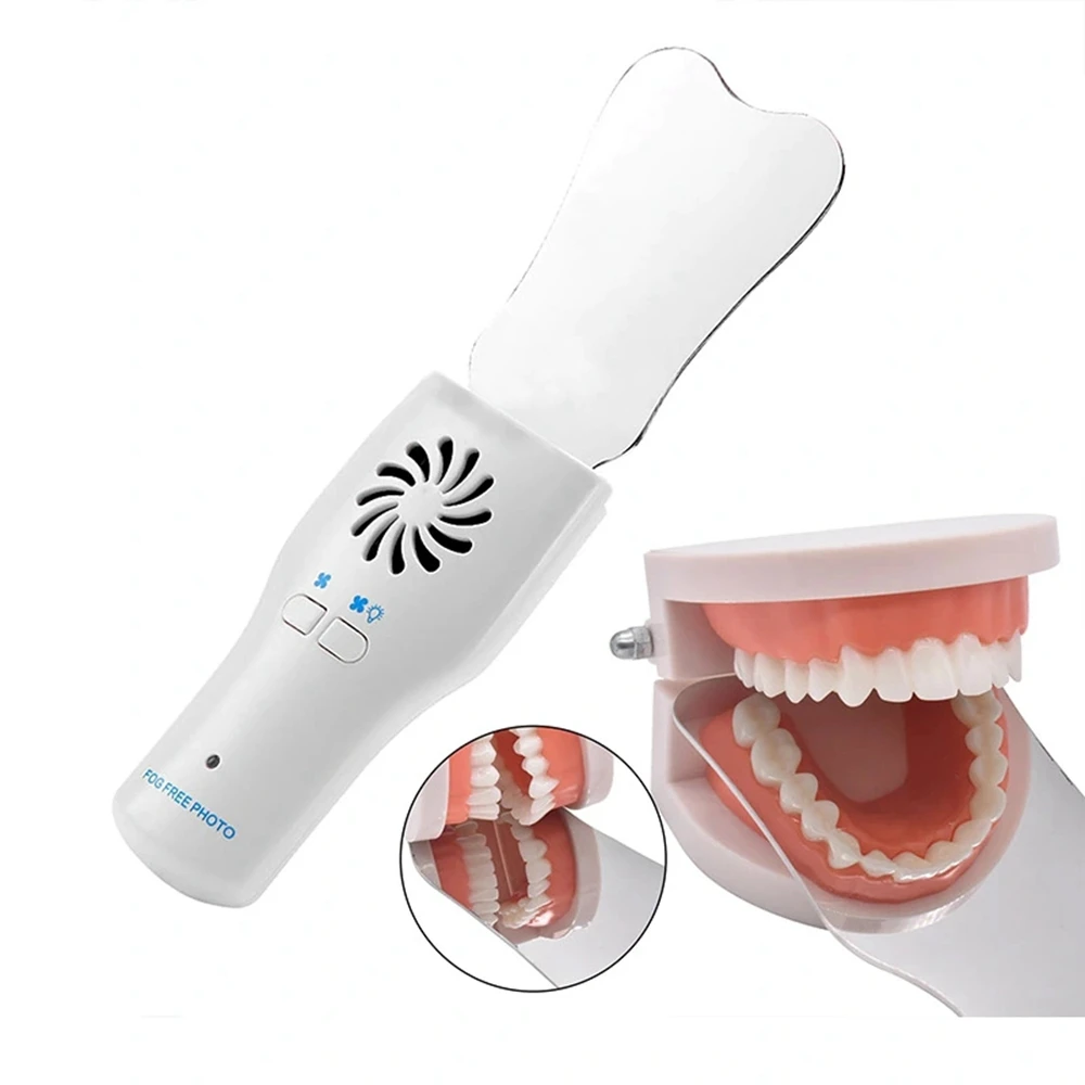 LED Dental Mirror | Stainless Steel Intraoral Mirror for Exams | Orthodontic Photography Tool | Rechargeable Light