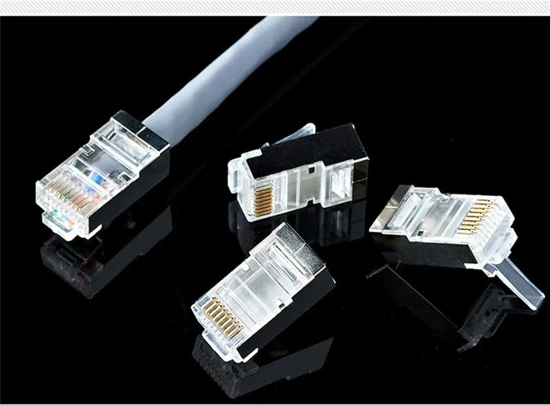 Ethernet-Stecker Cat6a 6a RJ45-Stecker 8P8C 6U Zoll vergoldeter modularer Kopf Crimp RJ 45 für UTP FTP SFTP 1 mm Netzwerkkabel – Detail 5