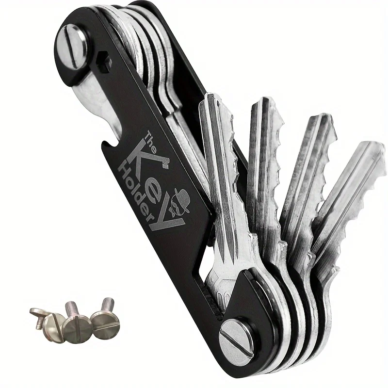 [Organiseur multifonctionnel pour 1 à 14 clés] Organiseur de clés en acier inoxydable, porte-clés compact avec structure améliorée, noir