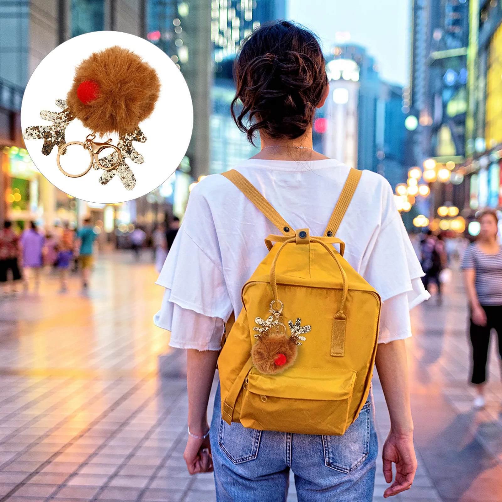 

6Pcs Elk Key Pendant Hanging Charm Decorative Key Ring Bag Hook Car Accessory Cute Design Gift for Birthday Christmas