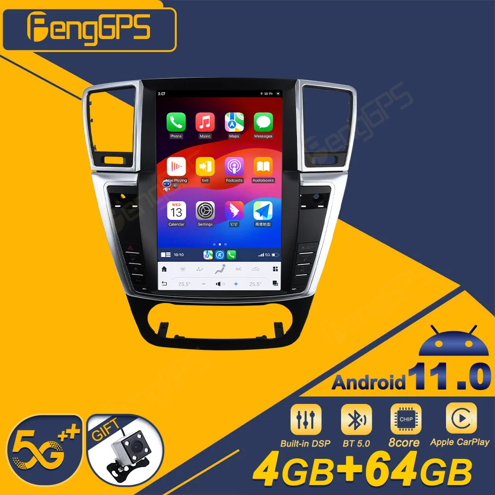 

12,1-дюймовый автомобильный радиоприемник CarPlay Android 11 для Mercedes Benz ML 2013-2015 Мультимедийный плеер с сенсорным экраном AI Автомобильная навигация DSP BT 4G