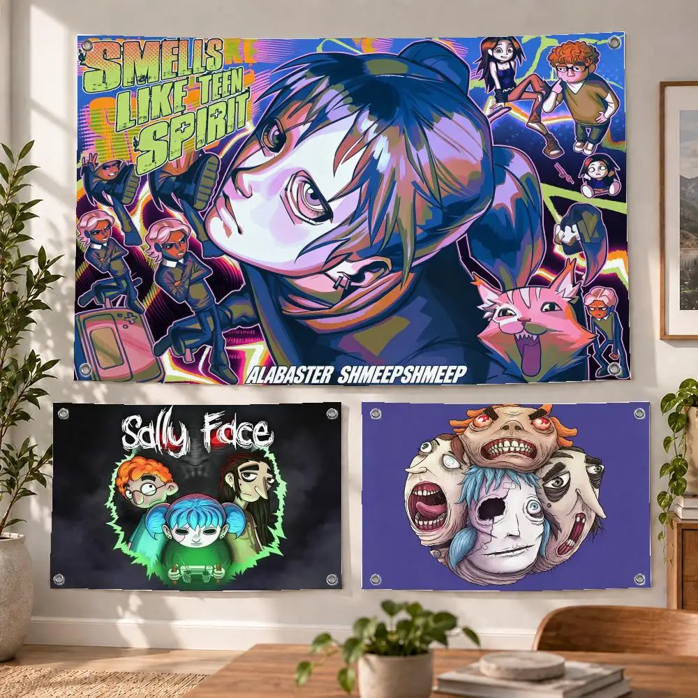Game Horror Sally Face Flags Decorative Flag Banner Indoor Bedroom Dorm Gaming Room Wall Party Club Decor Fan Gift