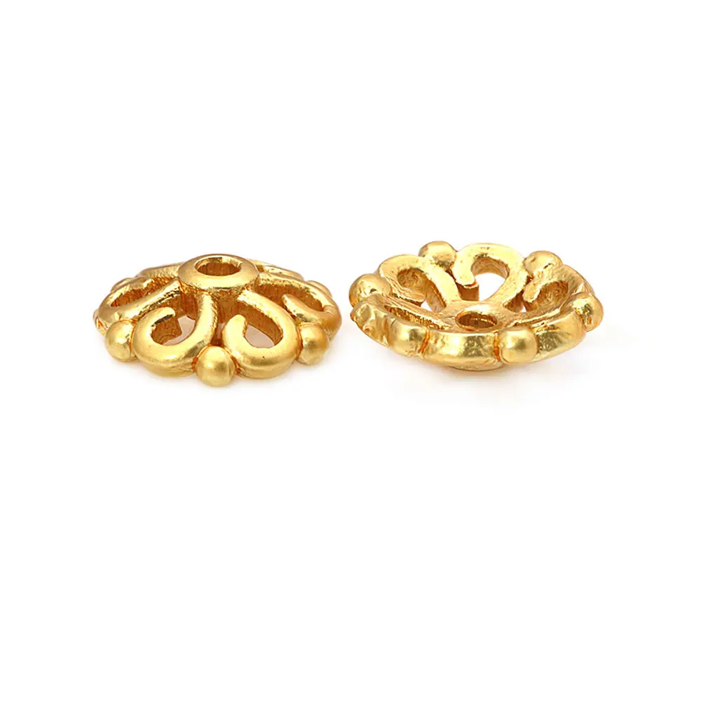 18K Goldfarbene Messing-Blumenperlenkappen Hochwertige DIY-Schmuckherstellungszubehör Halsketten- und Ohrring-Accessoires für Frauen – Detail 33