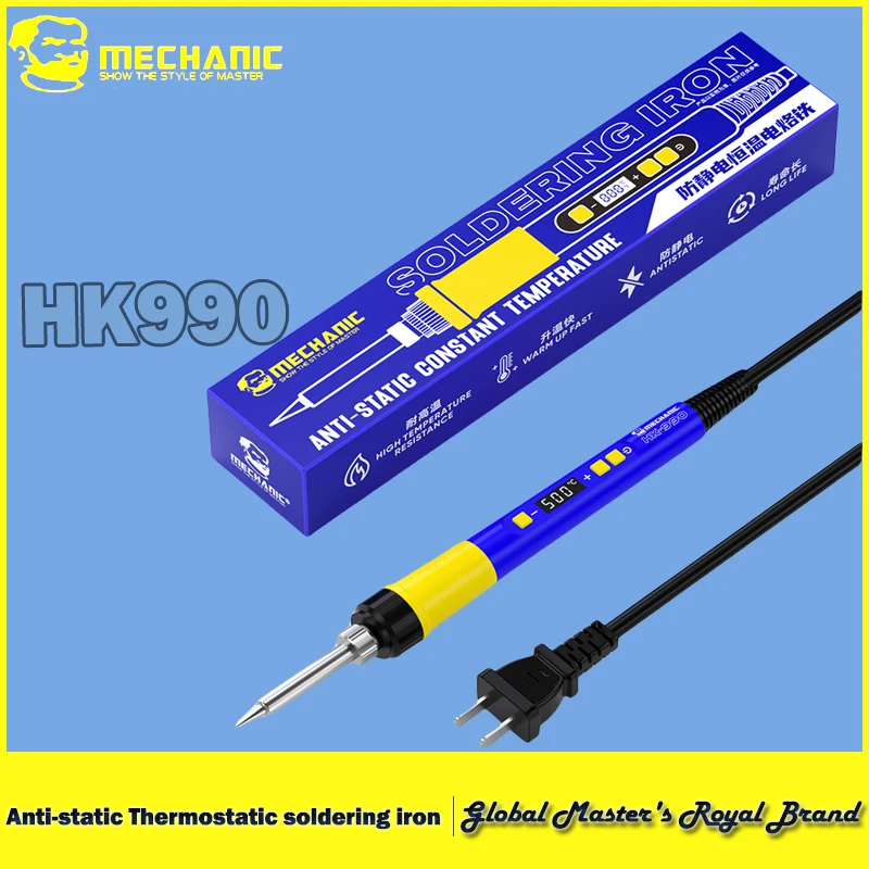 

【MECHANIC】 HK-990 Антистатический термостатический паяльник с цифровым дисплеем Керамический нагреватель 180-500 ° C Быстрый нагрев Точный контроль