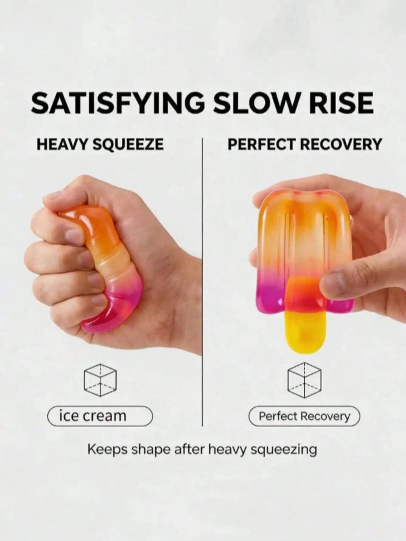 Gradient Popsicle Squeeze Toy, Slow Rebound Squishy Fidget Toy, Anxiety Relief Stress Buster, Stretchy Decompression Sensory Toy For Kids Adults, Office Desk Stress Relief Toy, Summer Novelty Cream Shaped Squishy Toy, Party Favor Gift