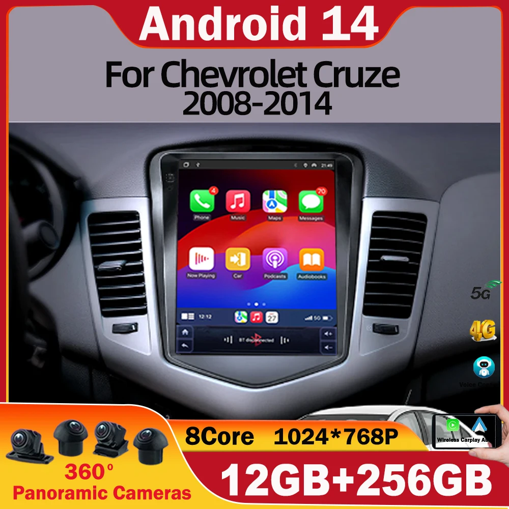 9.7 inch For Chevrolet Cruze 2008 - 2014 Android 14 Car Radio Multimedia Video Player GPS wireless android Auto WIFI 4G NO 2DIN