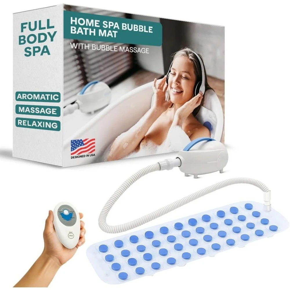 

Full Body Bathtub Mat with Air Bubble Massage Remote Control Waterproof Non Slip Aroma Diffuser 47x14.2 Inch