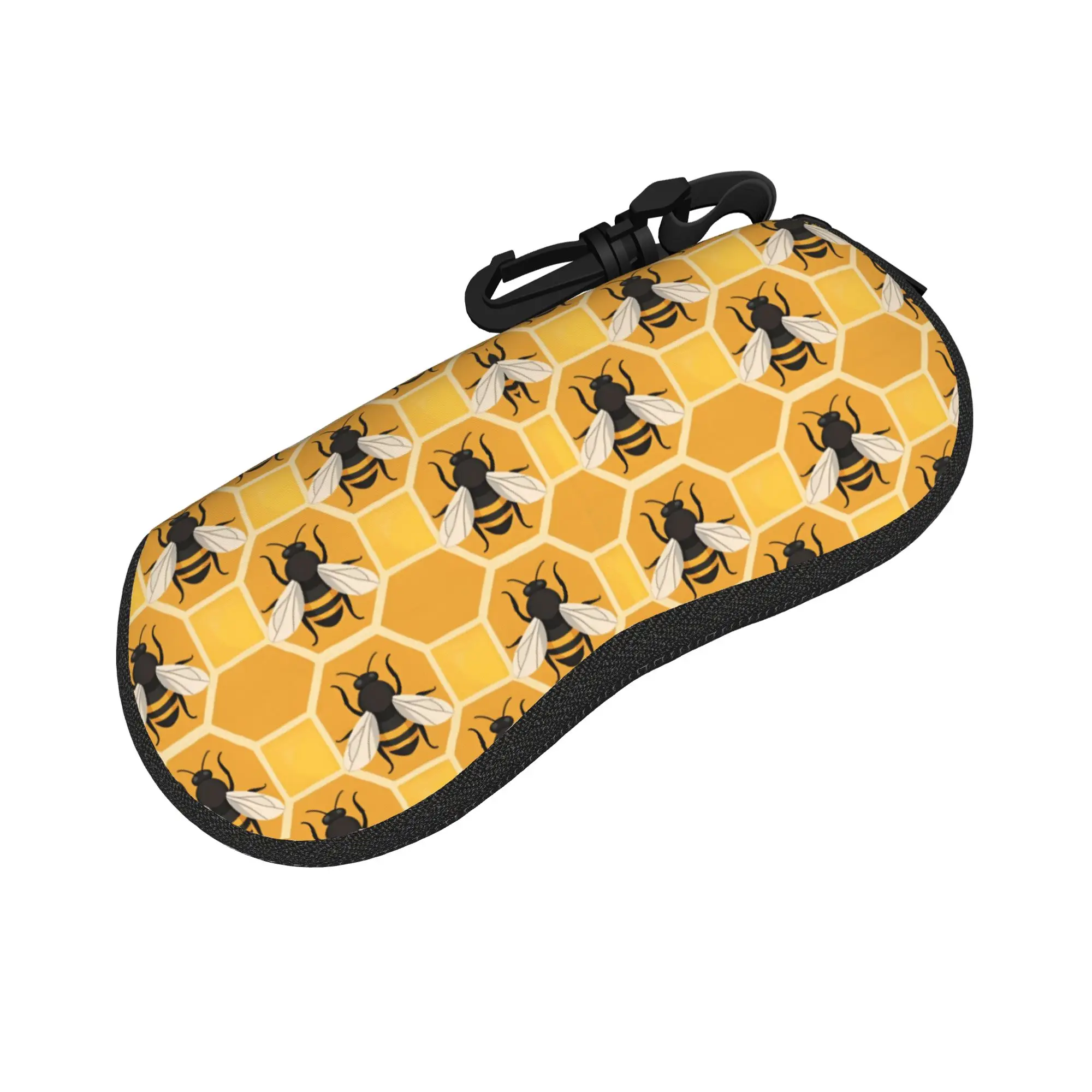 honeycomb bee cute bees Glasses Case Gifts For Girl Boy  Zipper  Eyeglasses Storage Box Protector Glasses Box