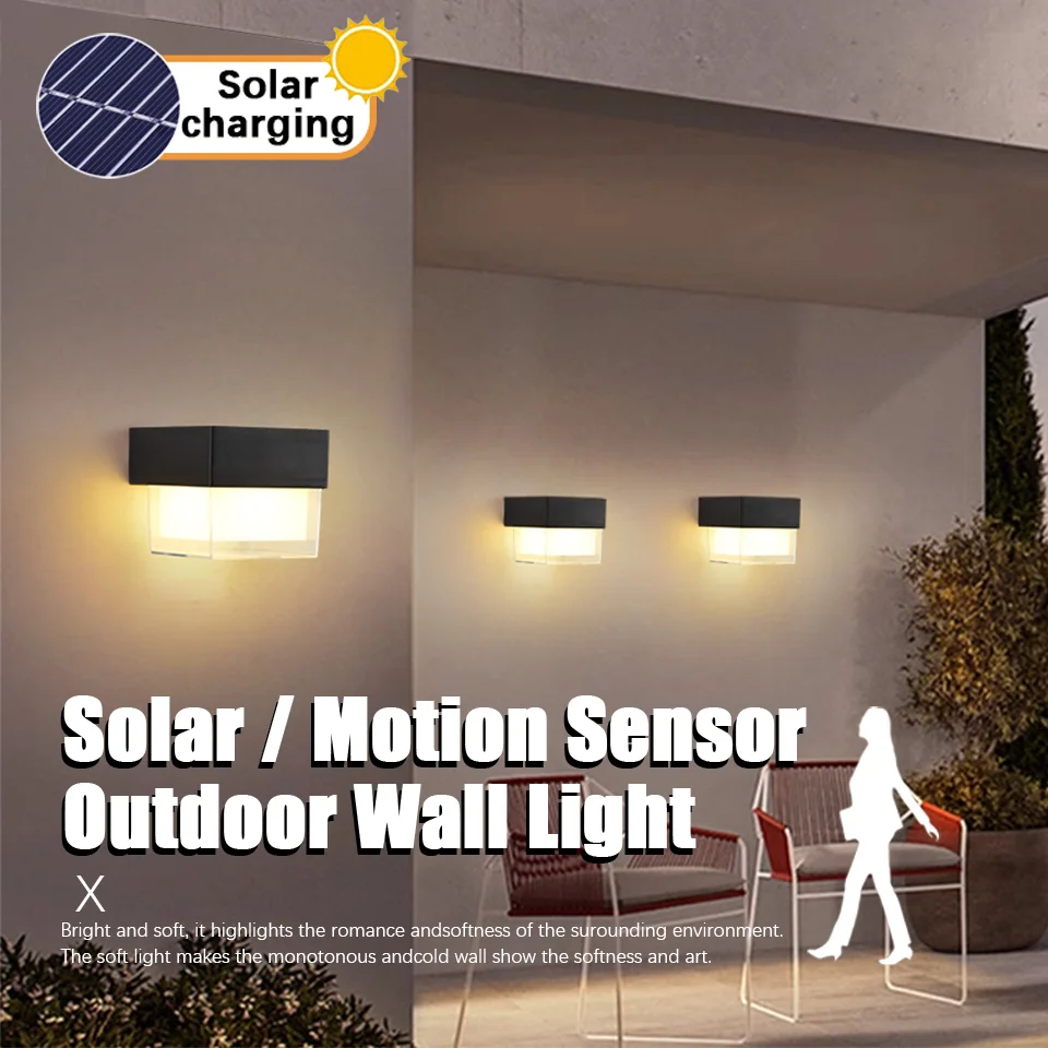 

Solar Outdoor Wall Lamp LED Lights Motion Sensor Wall Lights Waterproof Garden Decoration For Backyard Patio Street Yard Balcony