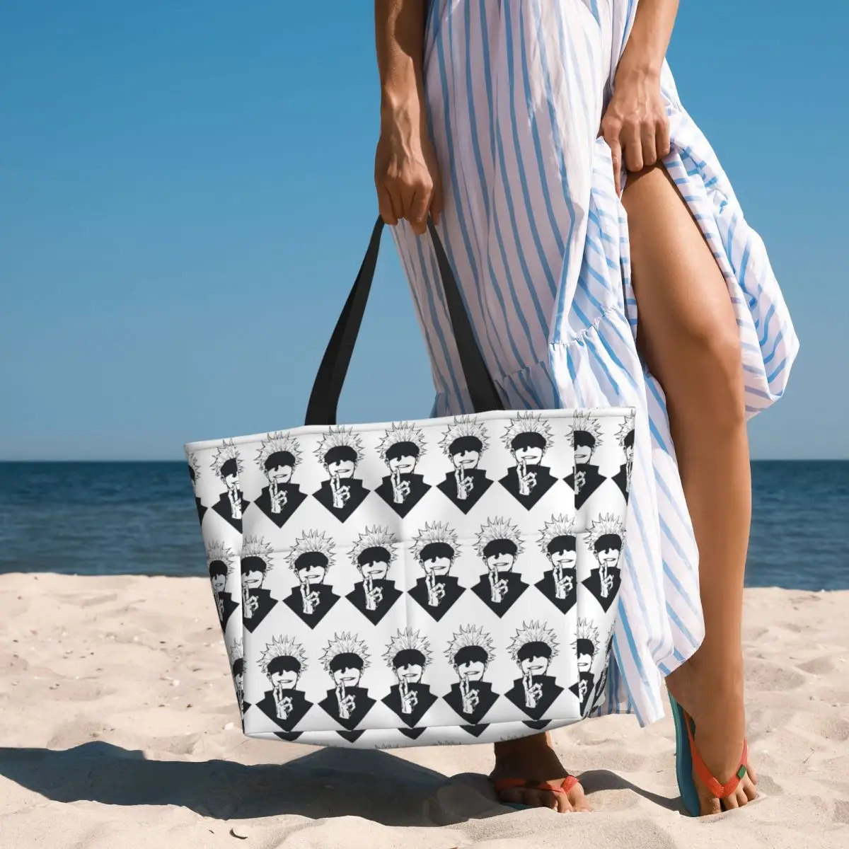 

Gojo Manga Kawaii Japanese Anime Beach Tote Bag Sport Gym Yoga Duffle Large Tote Bag Women Travel Bag Fitness bag