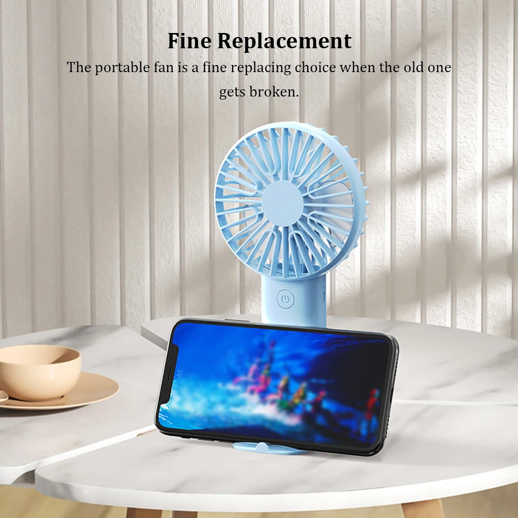 Portable USB Chargeable Mini Fan Handheld Fans with Base Summer Outdoor Portable Adjustable Hand Hold Fan with Phone Holder