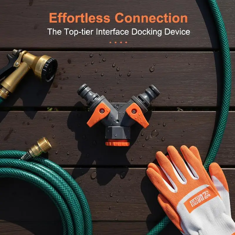 Y Type Garden Tap Water Splitter Rust Resistant 3/4 Inch Universal Watering Connector for Outdoor Gardening Supplies