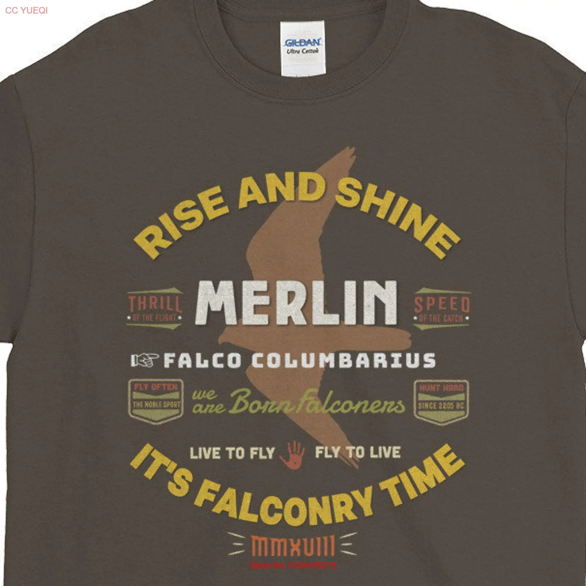 It's Falconry Time Falconers Merlin  T Shirt long or short sleeves