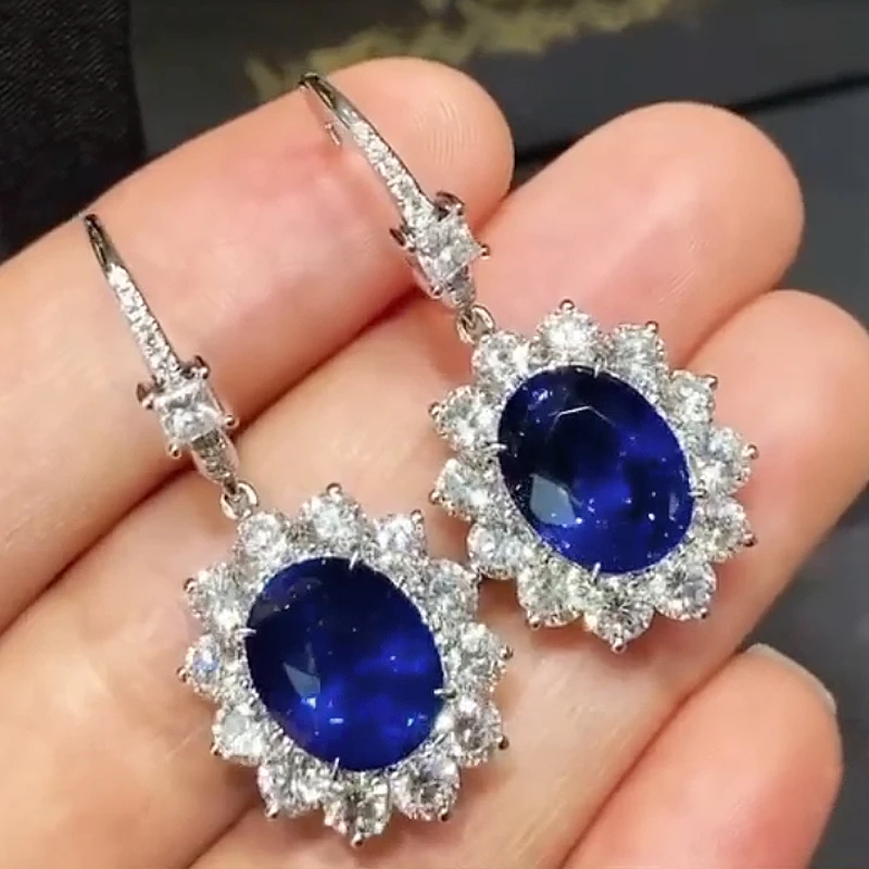 Huitan Edle Tiefblaue Zirkonia Baumeln Ohrringe Frauen Hochzeit Jahrestag Party dame Ohrringe Geschenk Elegante Ohr Schmuck