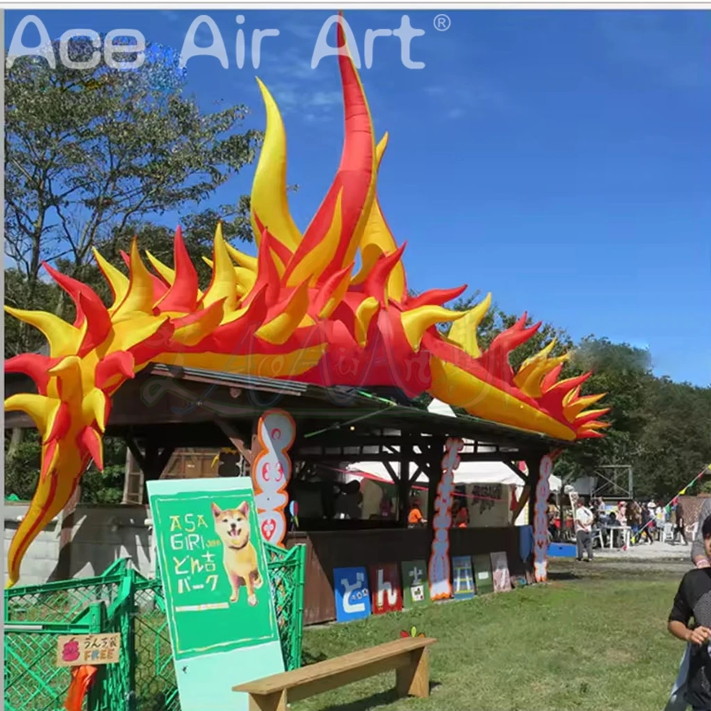Aufblasbarer Vulkan-Flammenballon für Musikfestival, Dachdekoration für Festliche