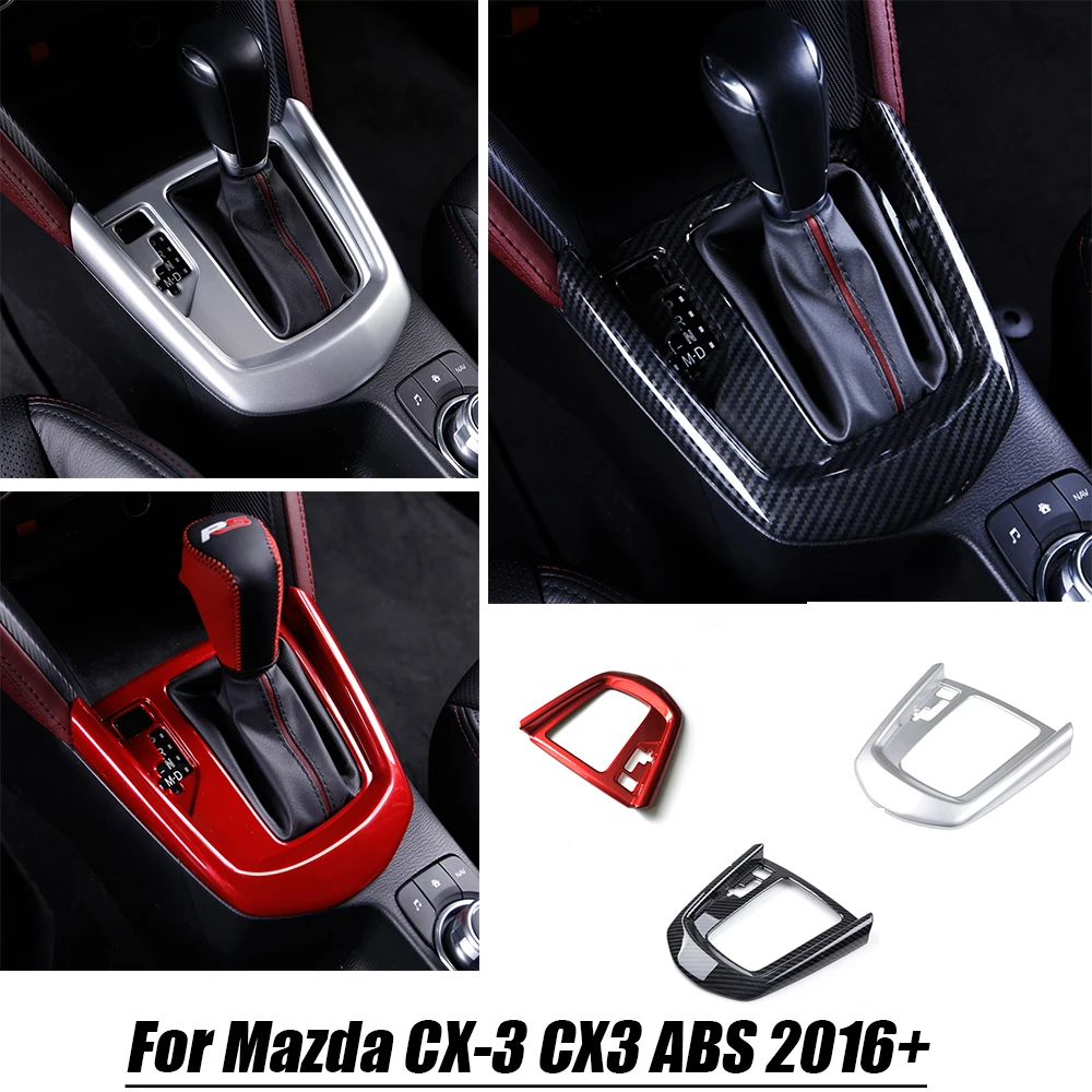 

ABS Carbon/red/matte For Mazda CX-3 CX3 2016 2017 2018 Car gear shift knob frame panel Cover Trim car styling auto accessories