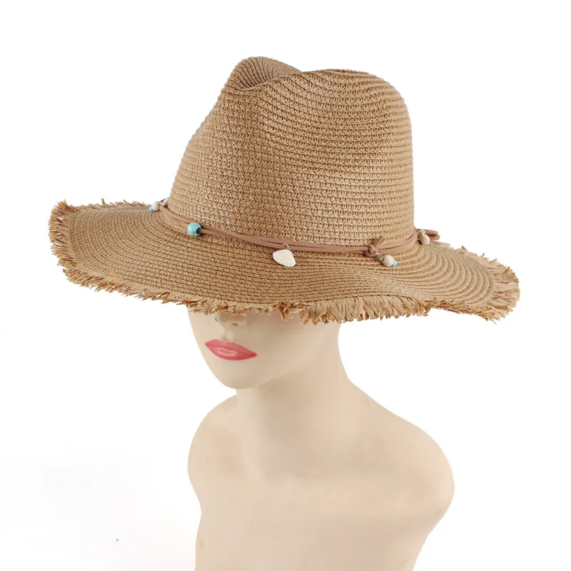 Women's Spring/summer Sweet Style Straw Hat With Unique Tassel Edge, Panama Straw Hat For Travel And Sun Protection