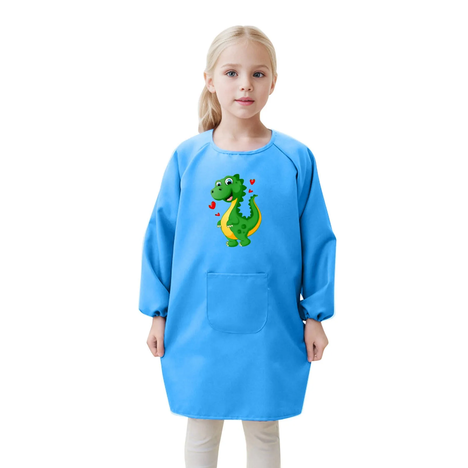 Kids Art Smock Apron With Pocket For Children Artist Painting Aprons Smocks With Long Sleeve Cartoon printed Shirts Juniors Girl