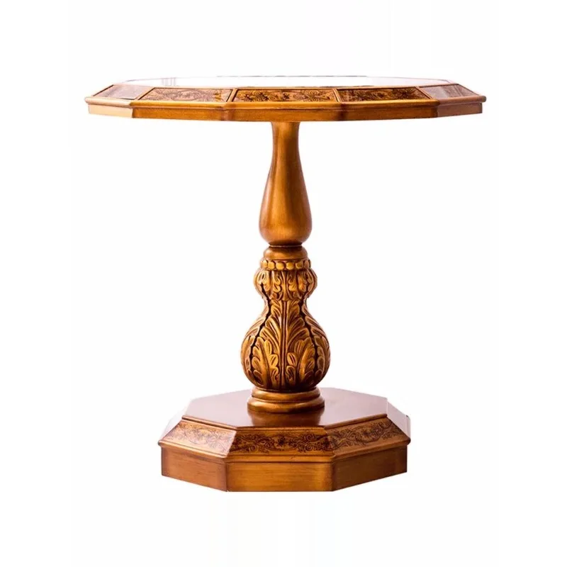 

Couch side table, Roman column carved coffee table, brown