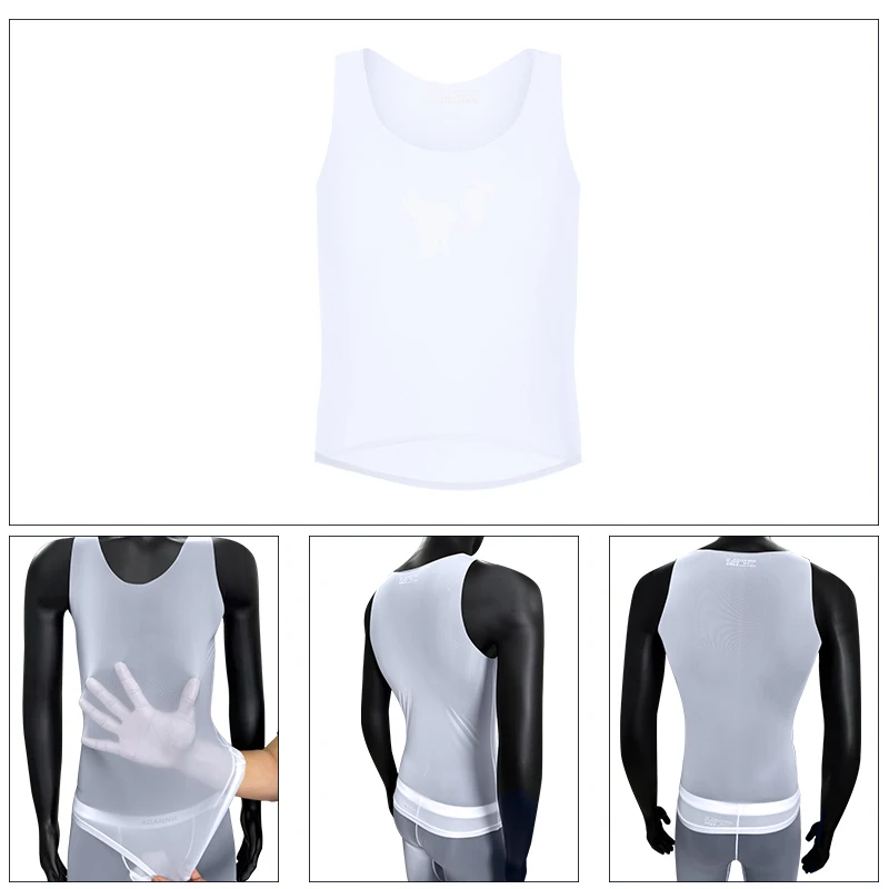 Camada base de ciclismo trasparente top roupa interior riflettente branco camisa ciclismo esporte colete masculino canottiera seca