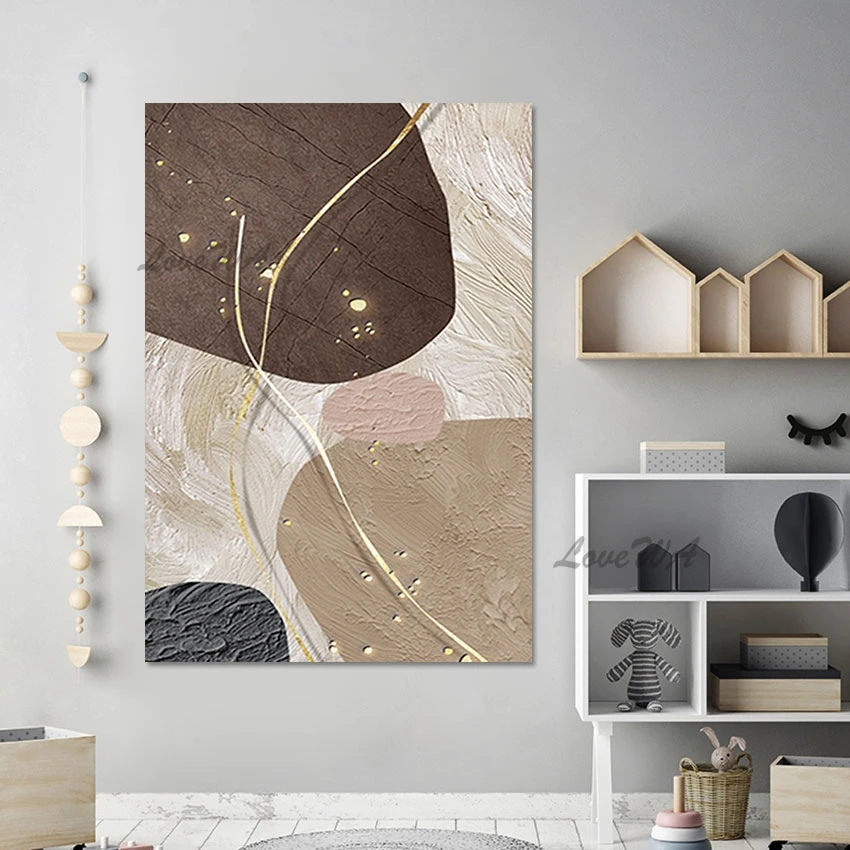 

Aesthetics Rooms Decor Modern Gold Foil Design Wall No Framed Texture Abstract Painting Handmade Canvas Art Picture As A Gift