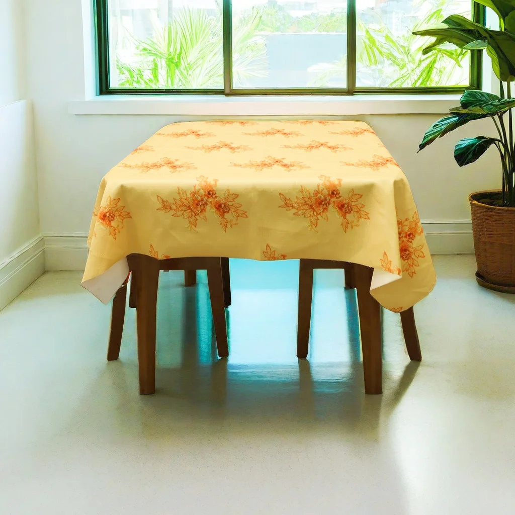 Gold Floral Print Waterproof Oil-proof Tablecloth Flag Strip Table Dining Coffee Living Room Restaurant