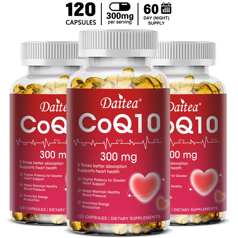 Koenzim Q10 - 300 Mg, Mendukung Energi, Kemampuan Kognitif dan Kesehatan Jantung, Otak dan Sel, Antioksidan, Meningkatkan Kualitas Tidur