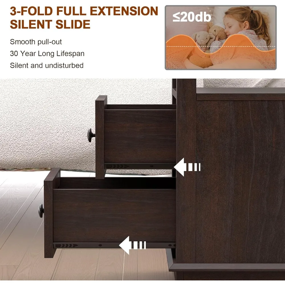 طاولة نهاية محطة شحن قابلة للطي من HIFYOBRO مع درجين ومنفذ USB وType-C، خشبية #5