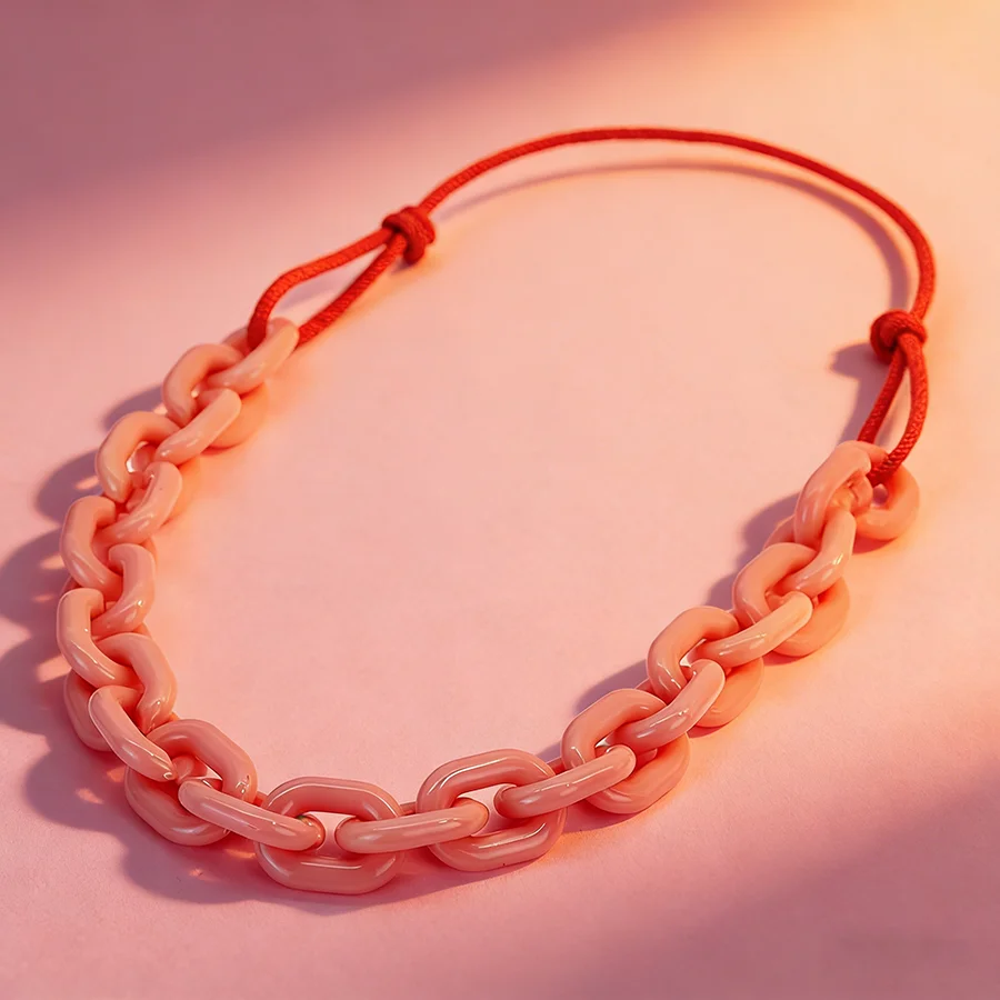 Creative Acrylic Link Rope Necklace Women Sliding Adjustable 5 Colors Options Holiday Collar Jewelry Summer Casual Female Joias