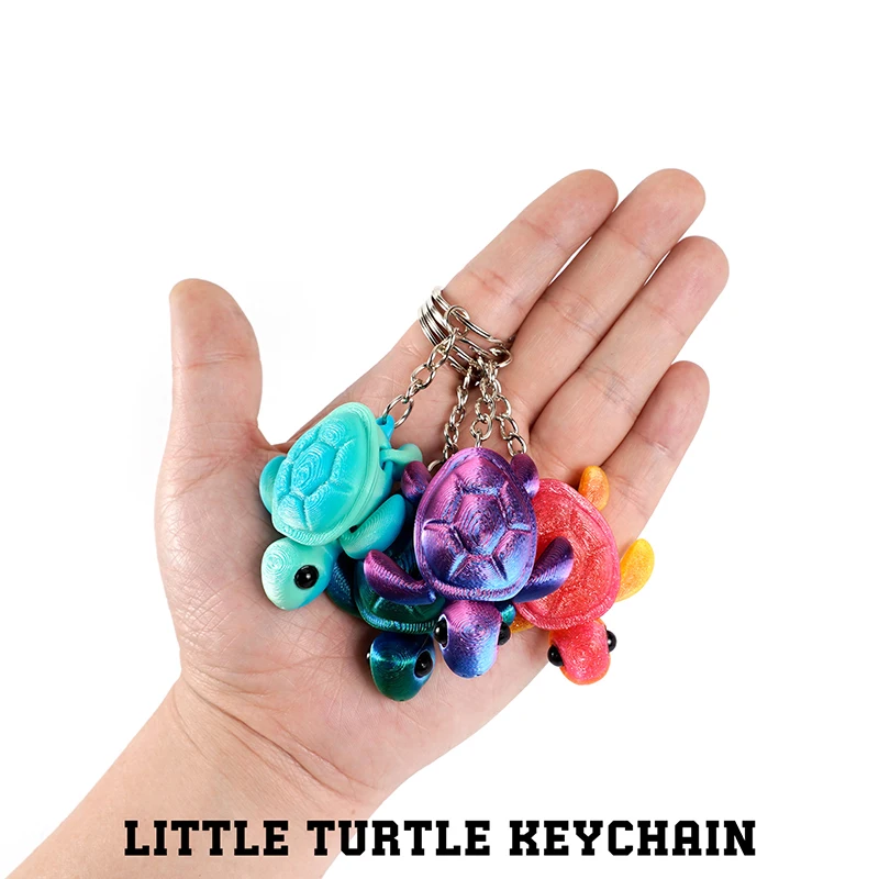 3D Printed Turtle Keychain Multi-joint Movable Creative Design Simulation Animal Pendant Bag Charm Accessories Kids Gift