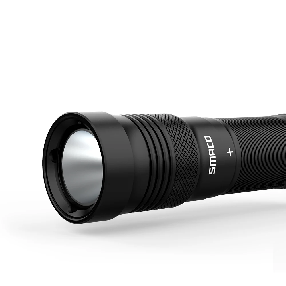 نطاق شعاع 300 متر SMACO SF-02 مصباح يدوي للغوص، 1000LM IPX8 شعلة LED مقاومة للماء لمغامرات البحر العميق