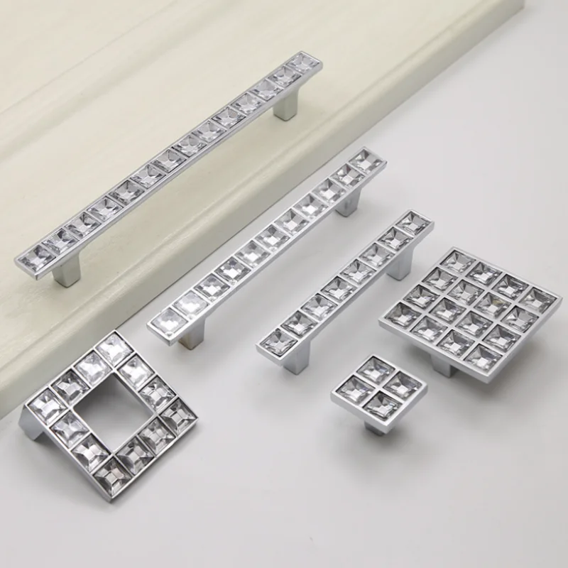Kristallglas Knöpfe Schrankgriffe Silber Kristall Schrankgriffe Schubladenknöpfe Küchenmöbel Griff Hardware