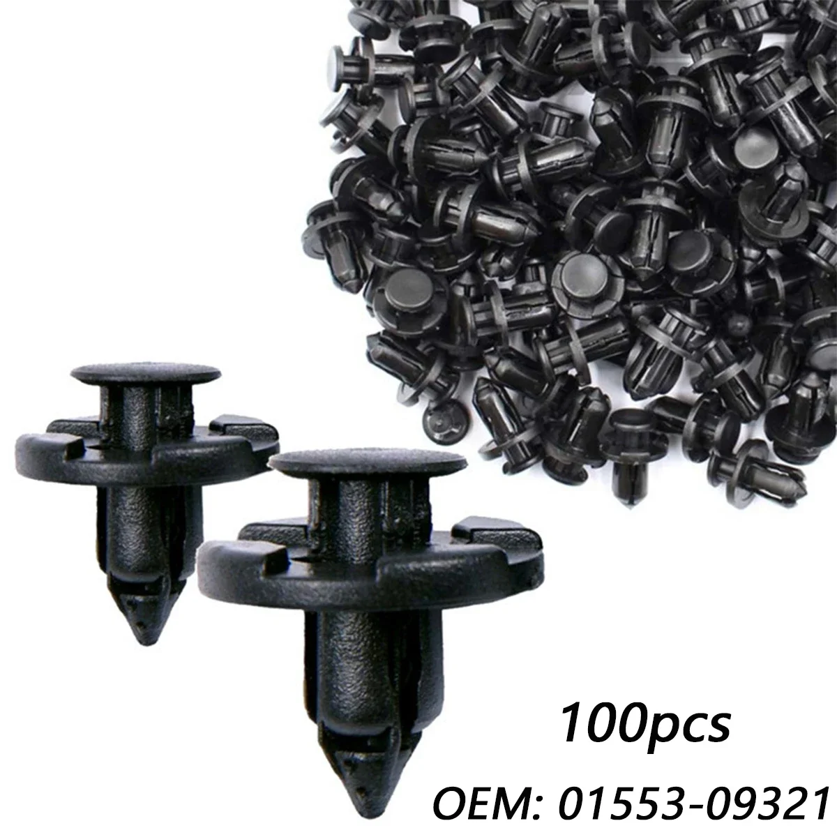 100PCS 8mm Push Type Retainer Clips Fender Liner Clips 01553-09321 For Nissan Infiniti  Trim Rivet Body Fasteners Replace Black