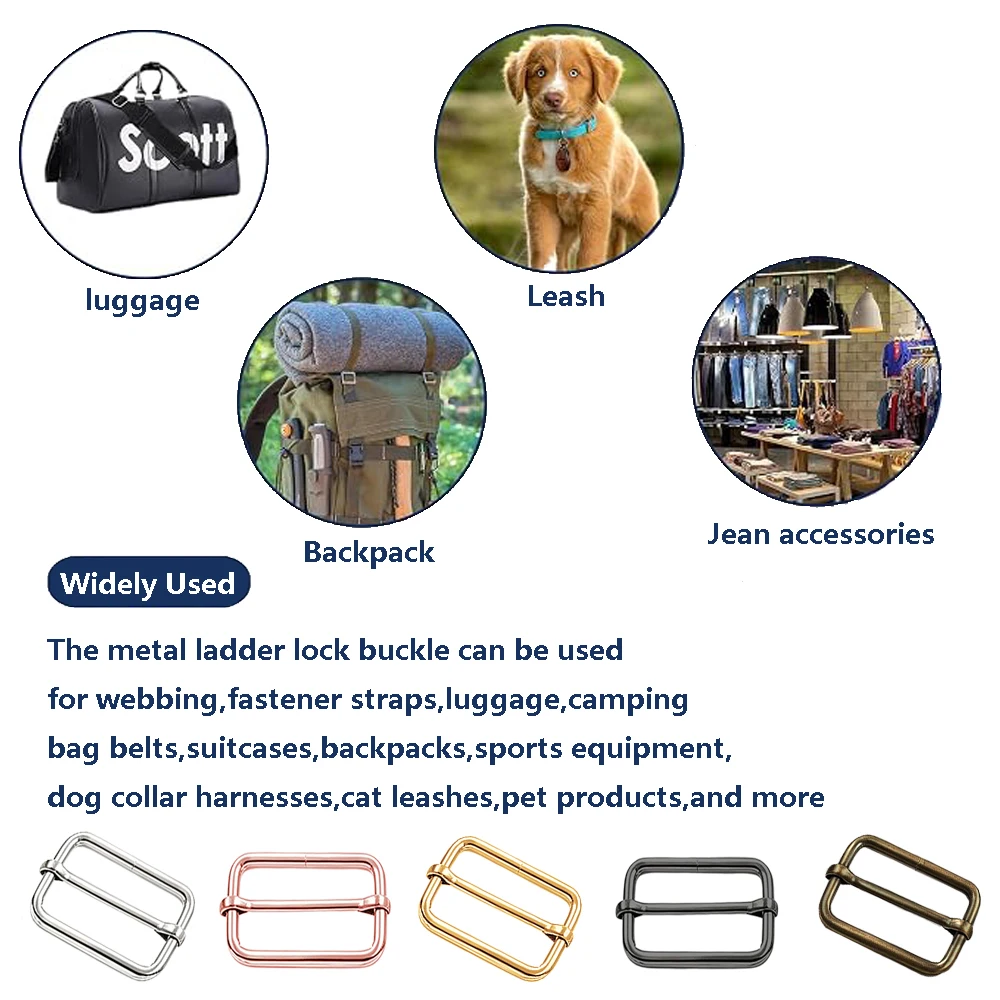 45/75pcs 25mm rectangular multi-functional sliding alloy buckles,suitable for belts,webbing,pet collars,DIY bag accessories view 3