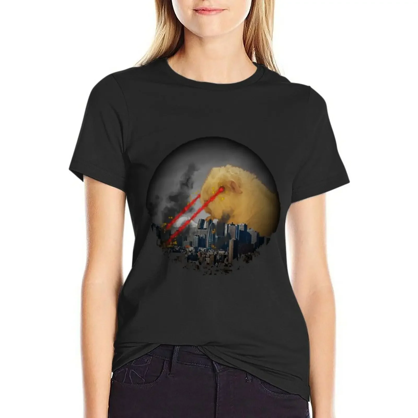 Guinea Pig Attacking Tokyo with Laser Eyes REDUX T-Shirt hippie clothes cute tops kawaii clothes korean Women's clothes